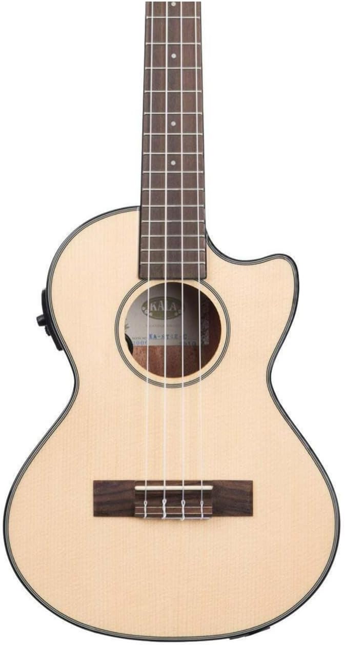 Kala Brand Music Kala Solid Spruce Top Mahogany Gloss Tenor Ukulele with EQ with Built-In Tuner (KA-STGE-C), Natural