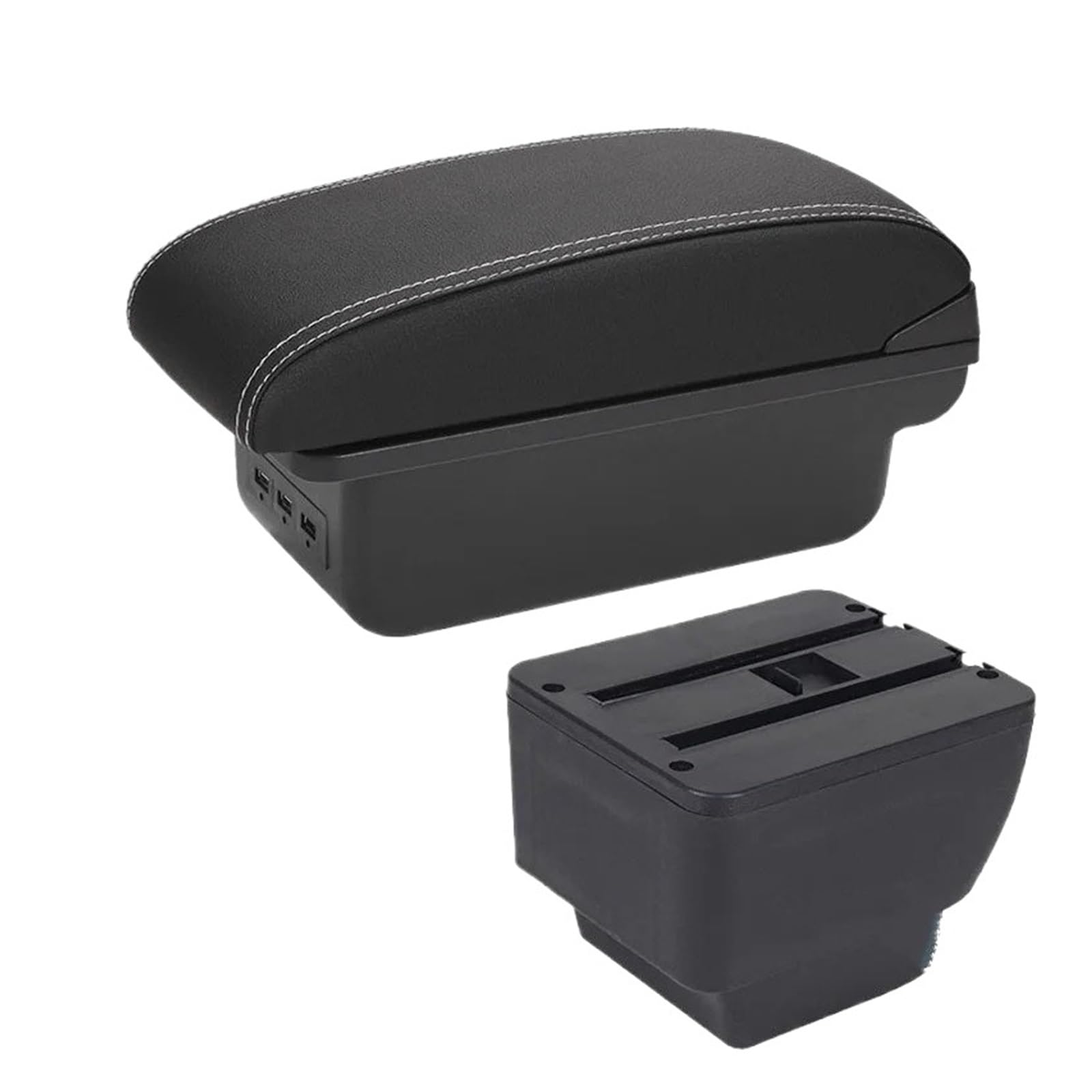 Hguvsjd Armrest Box For Mazda 2 For II For Demio Armrest Box Retrofit Parts Storage Accessories Interior Details Car Armrests(B Black white 3USB)