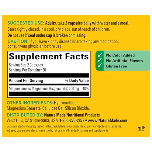 Nature Made Magnesium Glycinate 200 mg per Serving, 60 Capsules - image 7