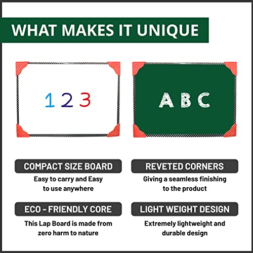 Image of Non-Magnetic 8x11 Inch Double Sided White Board & Chalkboard Slate Both Side Writing Boards, One Side White Surface & Back Side Green Surface - Set of 01