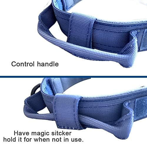 Image of Tactical Military Dog Collar - Adjustable Nylon, Heavy Duty Metal Buckle With Handle for Training (Dark Blue, XXL)
