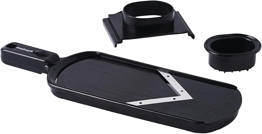 Mastrad Mandoline Grater - V Blade For Slicing Veggies And Fruits Plus Onion Spear - Julienne, Slice Or Grate Without Injury
