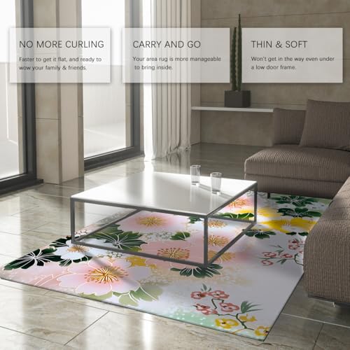 Tapis salon floraux roses moderne doux lavable 80x150cm - 4