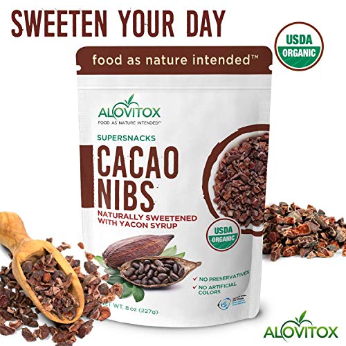 Alovitox Nibs de cacao naturellement sucrés avec du sirop de yacon