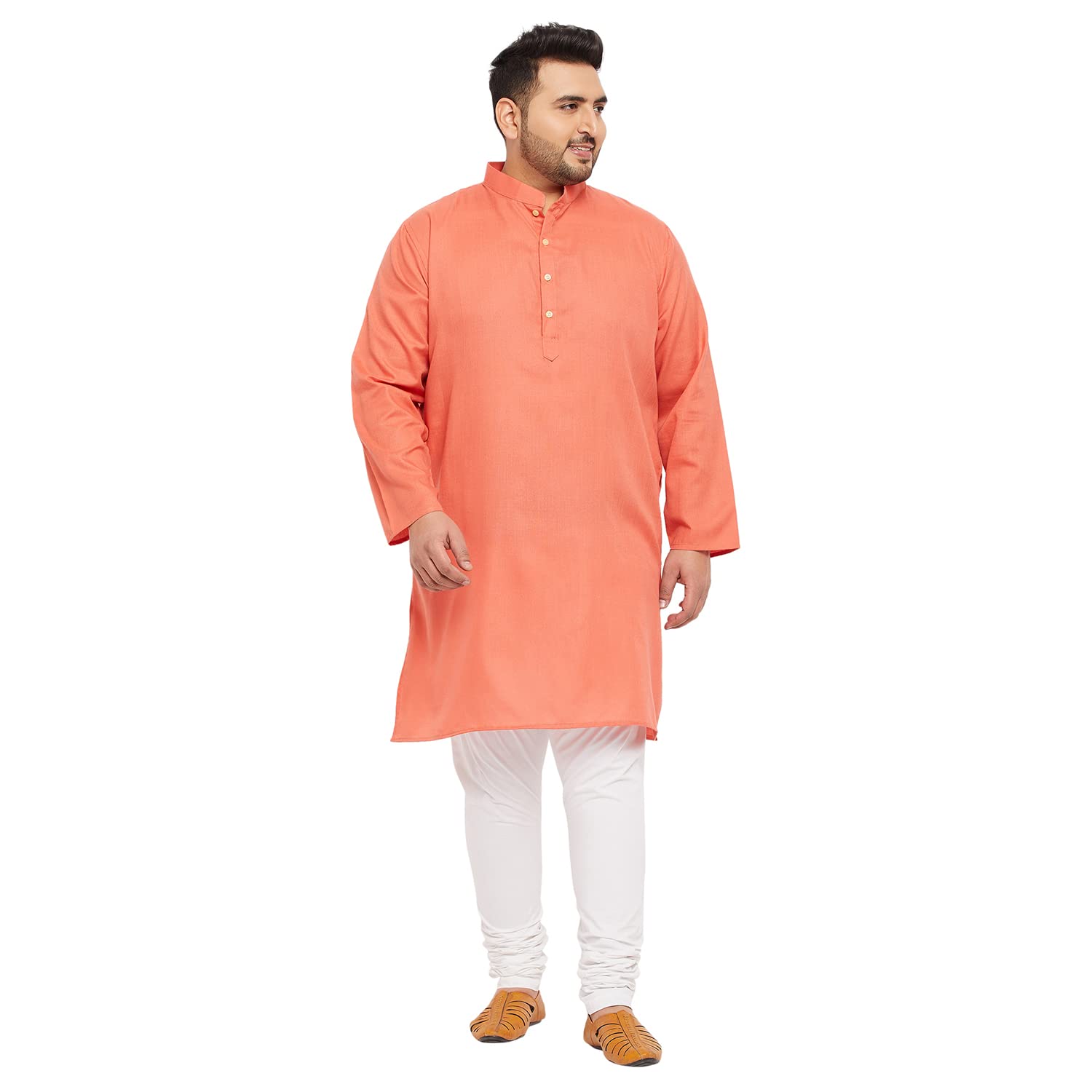 Bigbanana Plus Size Men's Regular Fit Kurta (Ullas-Peach,Peach,3Xl)