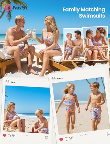 Image of PATPAT Family Matching Swimsuits Swimwear: Mommy and Me Striped Spliced One-Piece Matching Swimsuits Set
