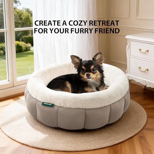 BALANCE Cat Beds for Indoor Cats, Washable Round Cat Bed, Cute Kitten Bed with Anti-Slip Bottom for Kitty and Puppy, 18 Inches, Goat - Image 5