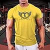 GYMTIER Spartan Forged - Chest Logo - Men's Gym T-Shirt Bodybuilding Training Workout Lifting Top Clothing, Yellow, 4XL #5