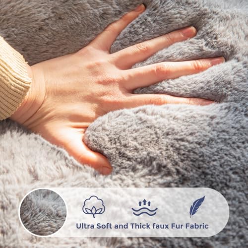Image of MAXYOYO Bean Bag Chair for Adults, Floral Shaped Bean Bag Sofa, Ultra Soft Faux Fur Floor Sofa, Large Reading Chair for Living Room Bedroom, Dark Grey, Single