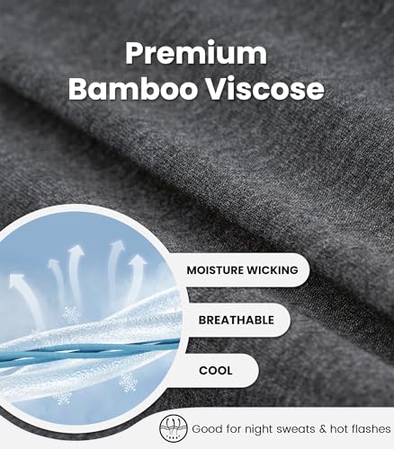 Image of NACHILA Men's Pajamas-Viscose Made from Bamboo, Short Sleeve Top with Shorts Pjs Set V Neck Sleepwear Cool Loungewear