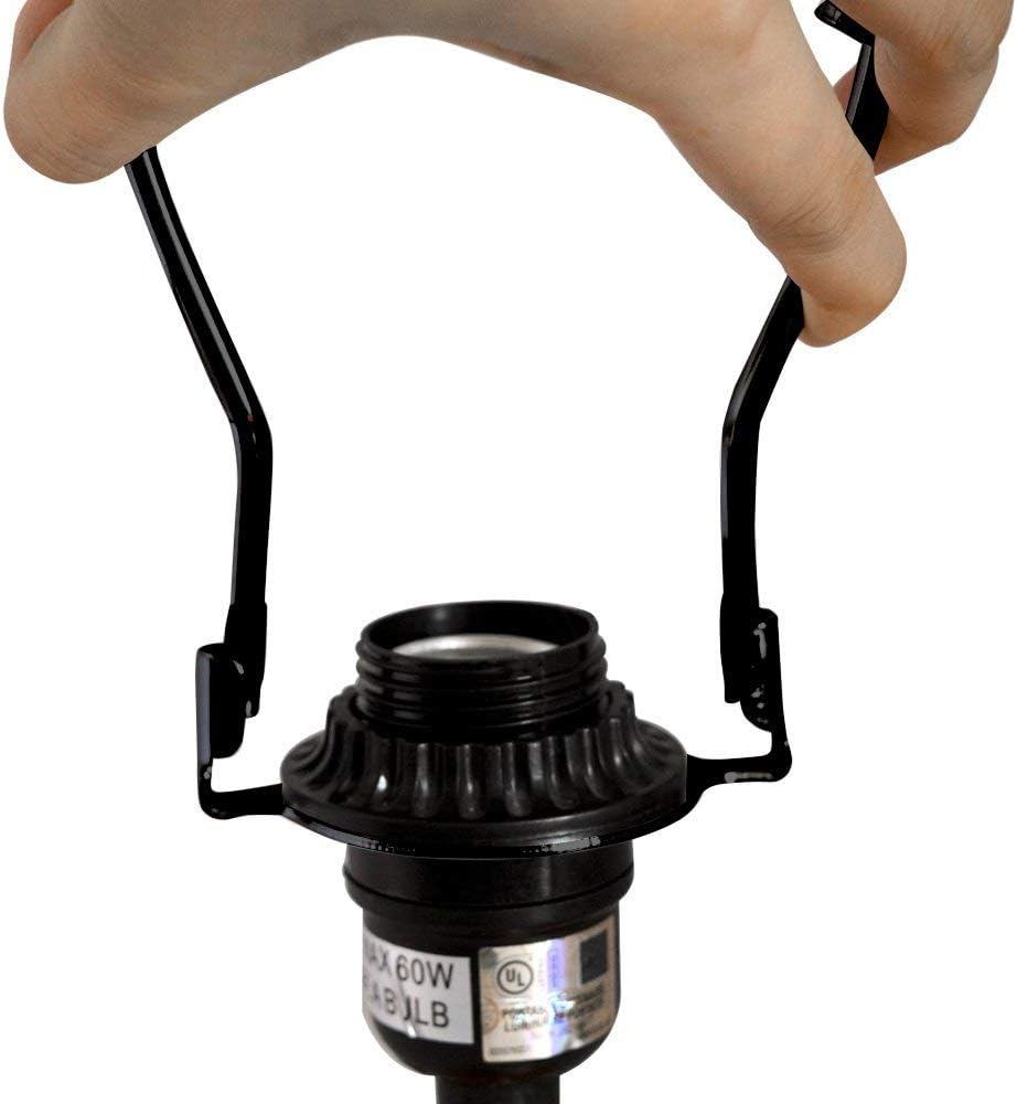 8" Lamp Shade Harp Holder and E26 Light Base UNO Fitter Adapter Converter Finial Set,for Table and Floor Lamps-(Bronze)