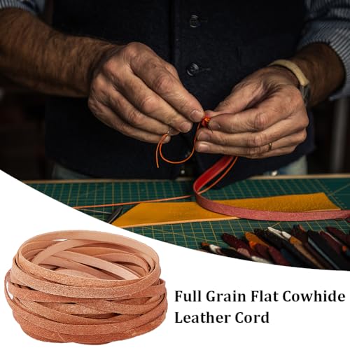 GORGECRAFT 5M Genuine Leather Strips String 5mm Wide Cowhide Leather Strap Rope 1mm Thick Flat Leather Cord Braiding Thread for Bracelets Jewelry Making Collars Guitar Belts Boot Lace DIY Craft, Peru - Image 4