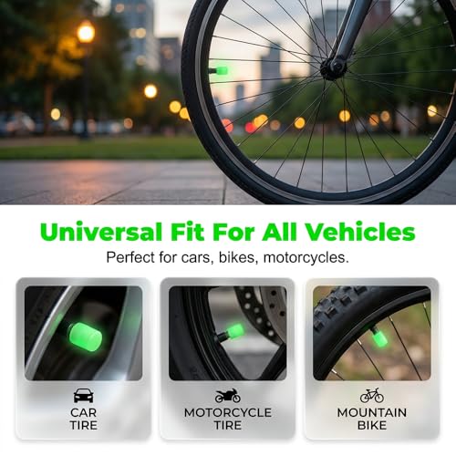 Glow in The Dark Tire Valve Caps, Fluorescent Hexagonal Tire Valve Stem Caps with 8mm Thread for Car SUV Truck Motorcycle Bicycle (Red/8pcs)