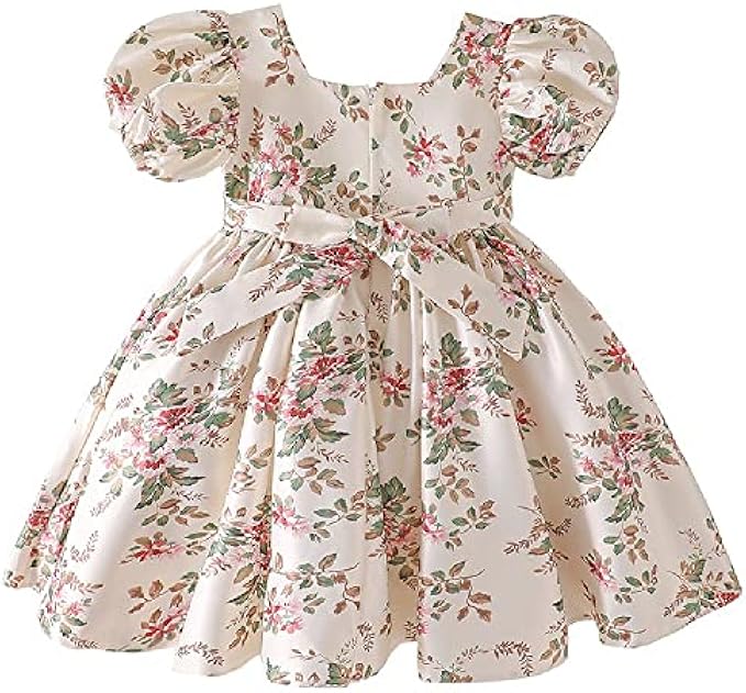 Children's Baby Girl Puff Sleeve Floral Skirt Birthday Dress Flower Pettiskirt