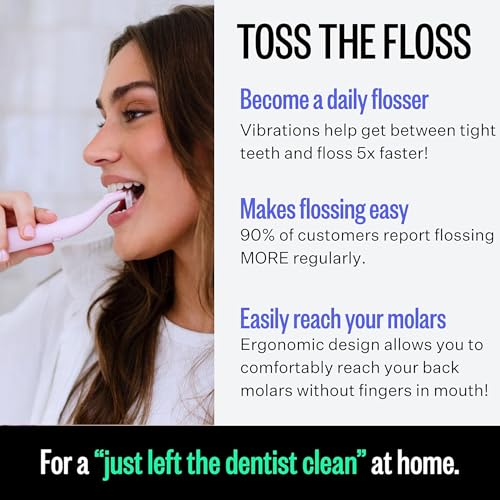 Image of FLAUS Electric Flosser (Extra Strength Woven) - Shark Tank + Oprah's List - Water Floss Alternative - Plaque Remover for Adult - Easy Vibration Flossing - Safe Portable Gum + Teeth Cleaning Tool