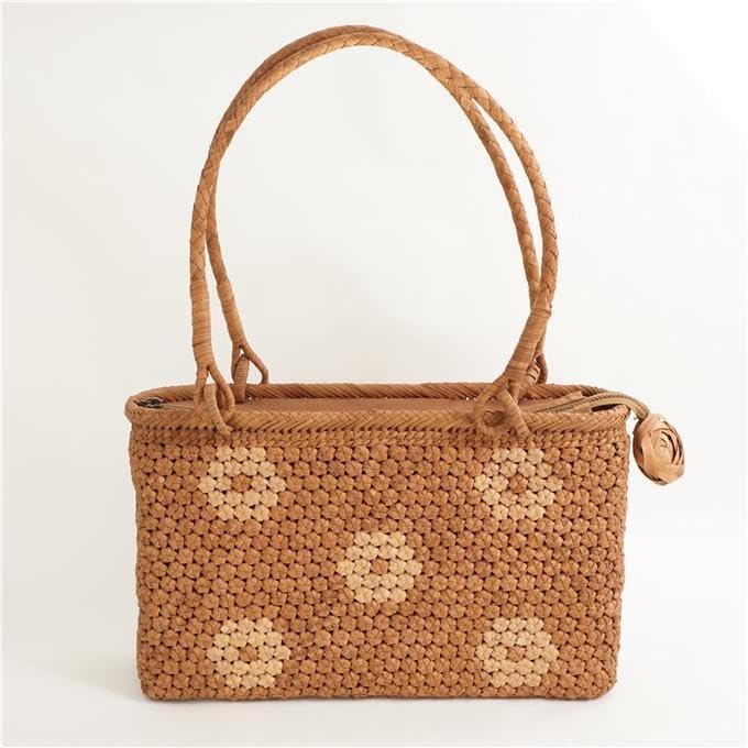 細ひご六角花結び編み 山葡萄 かごバッグ  籠 バッグ 蔓 バック かご 巾着 六角花結び編み 山葡萄 かごバッグ 着物 籠 バッグ 蔓 バック かご