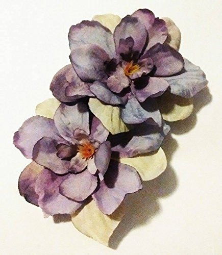 Lavender Light Purple Delphinium Flower Hair Clips PAIR