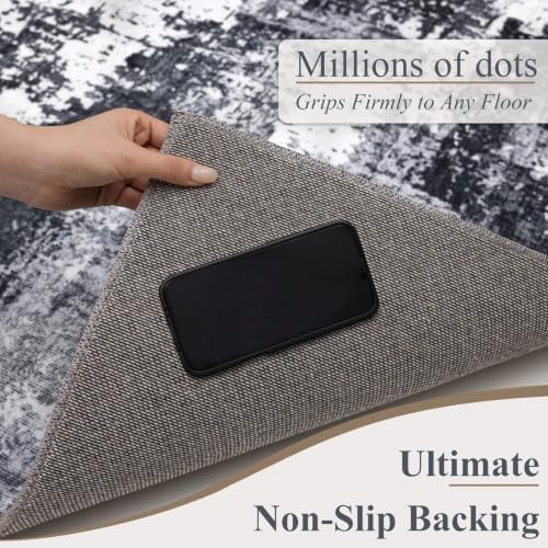 Sasttie 2x3 Throw Area Rug, Modern Abstract Small Rug, Black & White — view 2