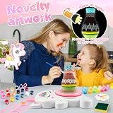 Pottery Wheel Kit for Kids with Glow Paints, Complete Pottery Arts Crafts Toys for Girls 8-12, Art Supplies for Kids 6 7 8 9 10 11 12 Toys Girls Birthday with Drawing Molds Tablecloth Air Dry Clay