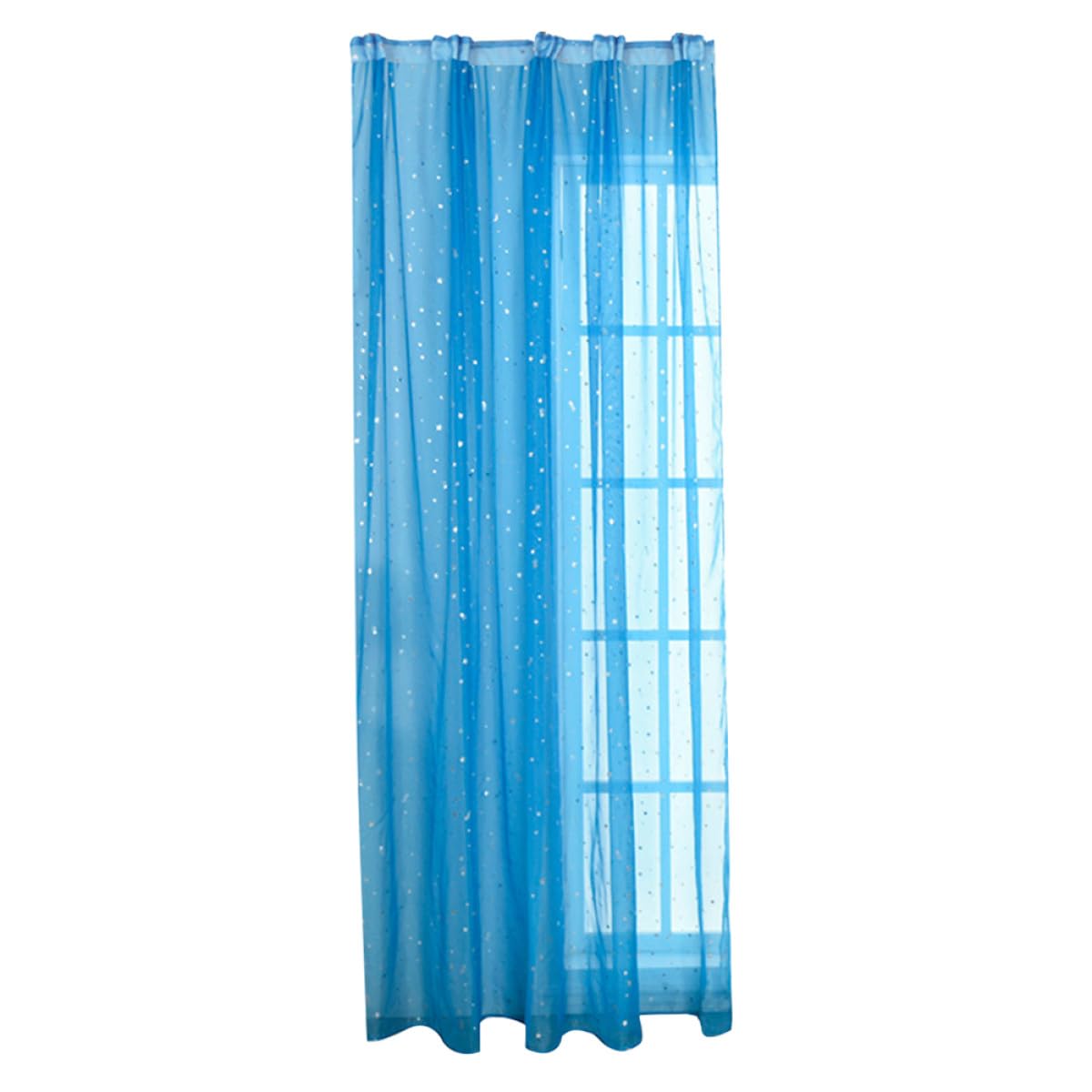 Voilage bleu SHINEOFI avec protection solaire et rideau à étoiles argentées