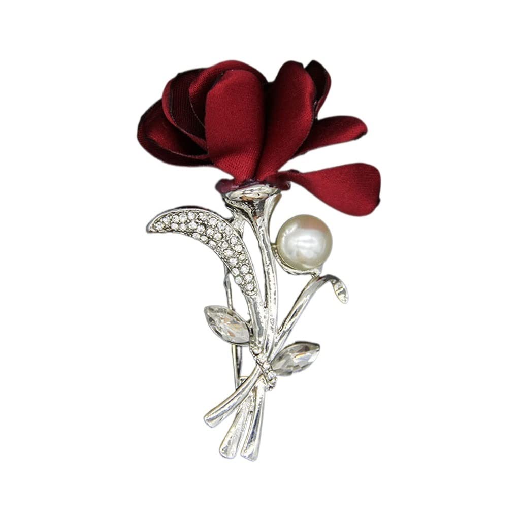 Broche de Solapa con Ramillete de Tela con Incrustaciones de Diamantes para Mujer, Broche de Rosa, Accesorios de Ropa