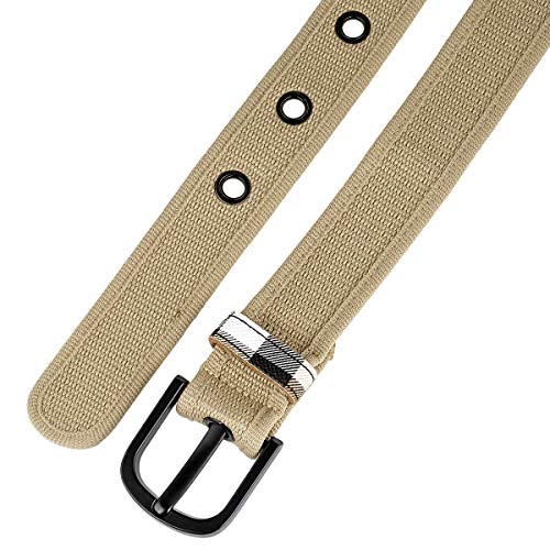 moonsix Canvas Grommet Belts for Men Women, Single Hole Metal Buckle Casual Solid Web Belt Durable Adjustable3