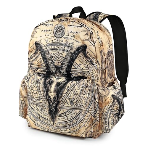 KzgtY Satanic Goat School Backpack for Girls Boys Teens Bookbag 17 Inch Laptop Backpack for Sports Travel Camping