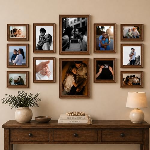 Image of Art Street Wooden Wall Photo Frame Collage Set for Living Room Decor | Multi Picture Frames Gallery Set for Family Photos | Wall Hanging Frame Set for Home, Bedroom, Hallway Decoration