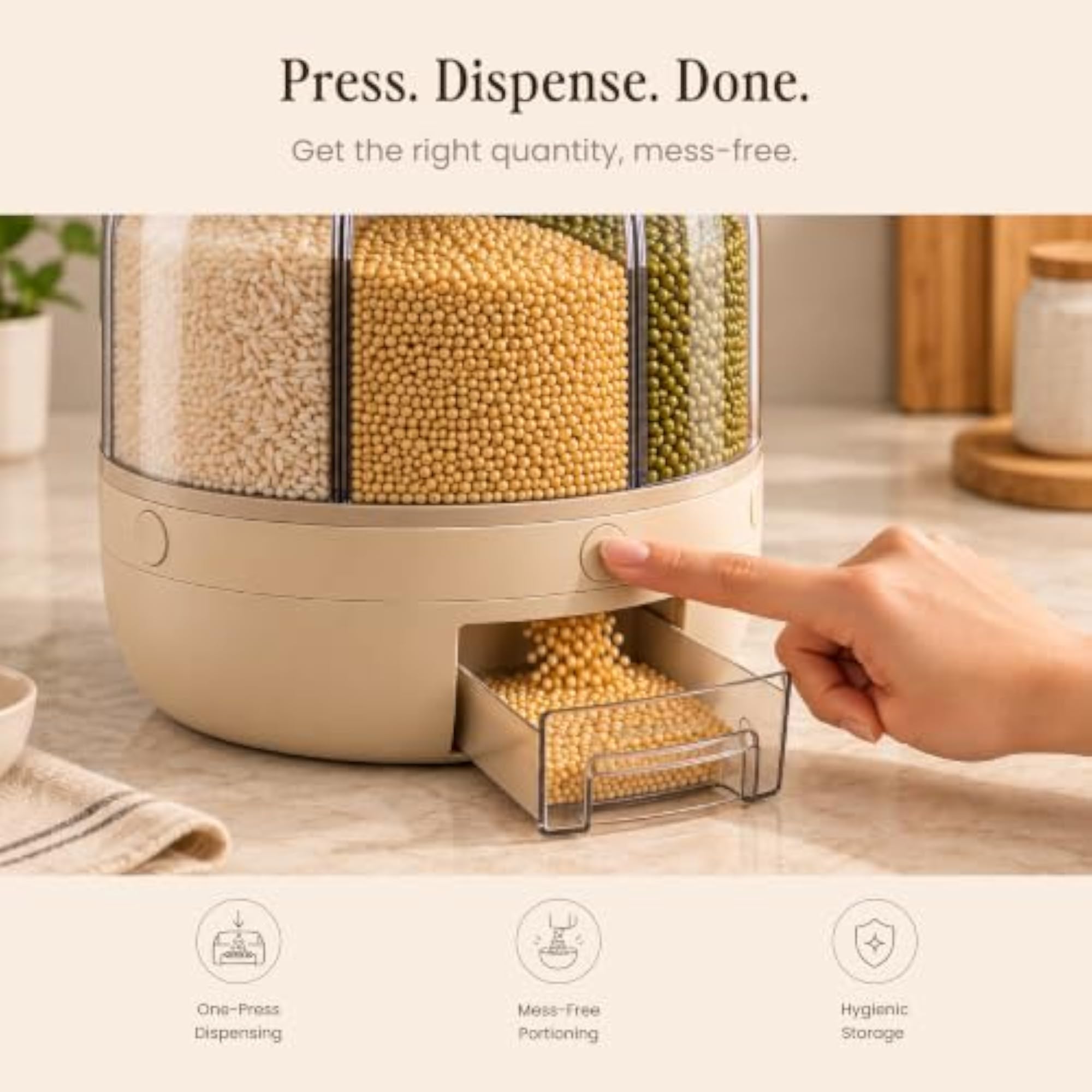 Select Spin & Store Rotating Grain Dispenser with 6 Compartments