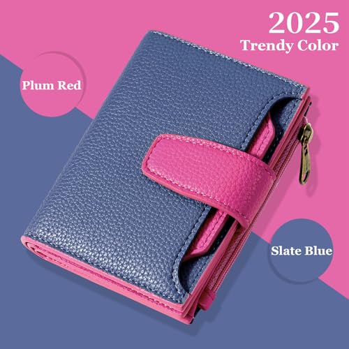Image of Airkit Small Wallet Women RFID Blocking Soft Leather Bifold Compact Card Holder Wallet for Women with Zipper Coin Pocket 4 ID Window