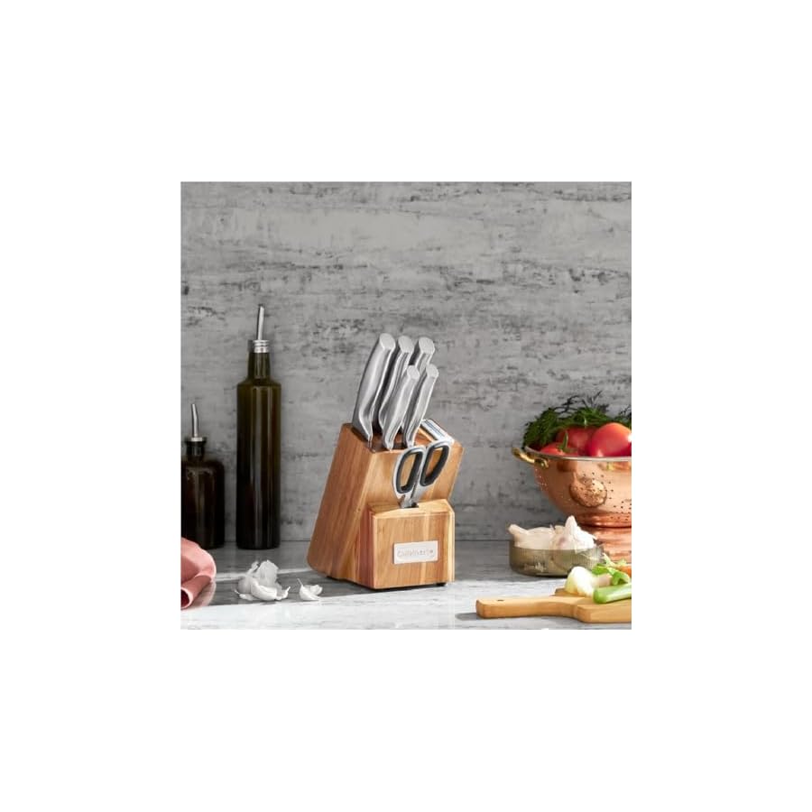 Cuisinart 7 Pc Stainless Steel Essentials Cutlery Block Set with Built in Sharpener