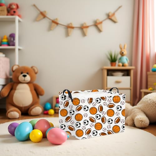 Image of Rectangular Easter Basket Baby Girl Basket Fabric Storage Bin Organizer Box Room Decor(Sports)