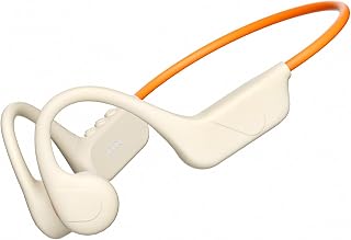 Cycling-Friendly Orange White Large Open-Ear Bluetooth Headset – Bone Conduction Wireless Sport Earphones, 10H Playtime