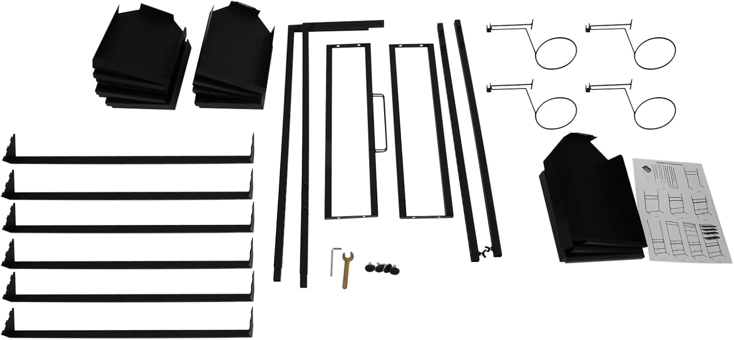 Large Hat Rack Stand - 6 Tier Adjustable Ball Cap Storage Organizer With 12 Trays, Standing Coat Rack, Commercial Home Use, Black Metal