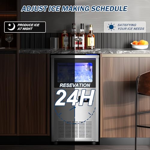 Fabricadora de hielo comercial 140 lbs/24H acero inoxidable miniatura 6