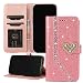 XYX Wallet Case for iPhone 7 Plus, Bling Glitter Love Diamond Buckle PU Leather Flip Case for iPhone 8 Plus, Pink