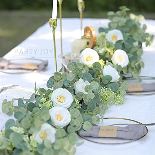 Generic Weihnachtskranz, künstliche Kameliengirlande, 2 m, künstliche Pflanzen, künstliche Eukalyptus-Rankengirlande zum Aufhängen für Hochzeit, Zuhause, Büro, Party, Garten, Handwerk, Kunstdekora