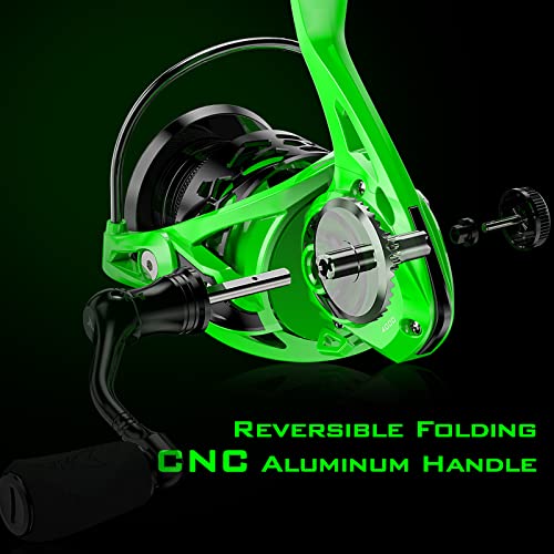 KastKing Zephyr Spinning Reel Green Size 3000,Light to 5.6oz, 7+1BB Smooth Powerful Fishing Reel, Fresh&Saltwater Fishing Reel, Oversized Stainless Steel Main Shaft