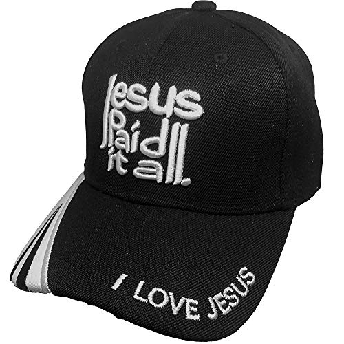 Black Duck Brand Jesus Paid It All I Love Jesus Adjustable Baseball Cap (Multiple Colors Available) (Black)