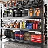 PLMFJQK Garage Shelving Units,67' Wide Heavy Duty 4-Tier Metal Storage Shelf with Adjustable Shelves,3000lb Capacity Industrial Shelving for Garage Organization,Basement Storage,WorkshopWarehouse