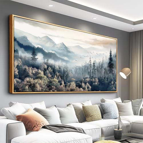 hyidecorart Fog Forest Landscape Wall Paintings Wood Framed Wall Art