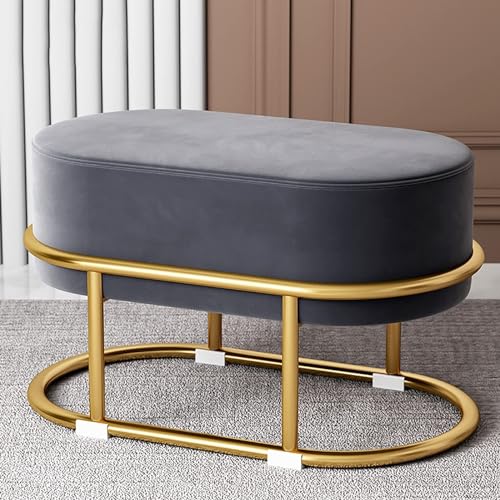 Petit tabouret de maquillage moderne en velours haut de gamme et piètement or