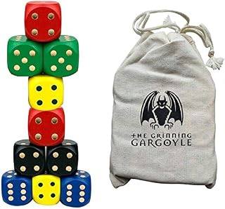 Set of 10 Large Dice with Rounded Edges  Big Dice Set with Free Giant Dice Bag - Grinning Gargoyle WCN-9001  These 3cm Large Dice are Perfect for Educational Math Games  Easy Read D6