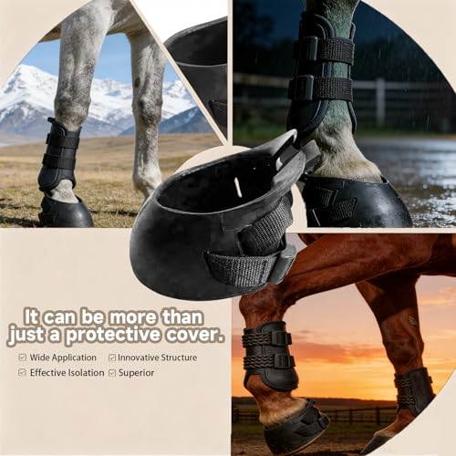 2 Pack Hoof Boots for Horses, Horse Hoof Boots, Rubber Horse Boots, Complete Hoof Protection, Suitable for Trimming and Protecting Horseshoes - Image 6
