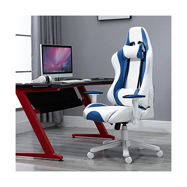 Vinsetto LED Light Racing Chair Ergonomic PU Leather Thick Padding High Back w/Removable Pillows Adjustable Height 5 Wheels 360° Swivel Rocking Gaming Chair - Image 4