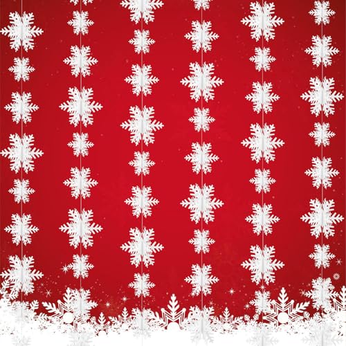 Ovanda Schneeflocken Deko, 2 x 3 Meter Wintergirlande, Winterdeko...