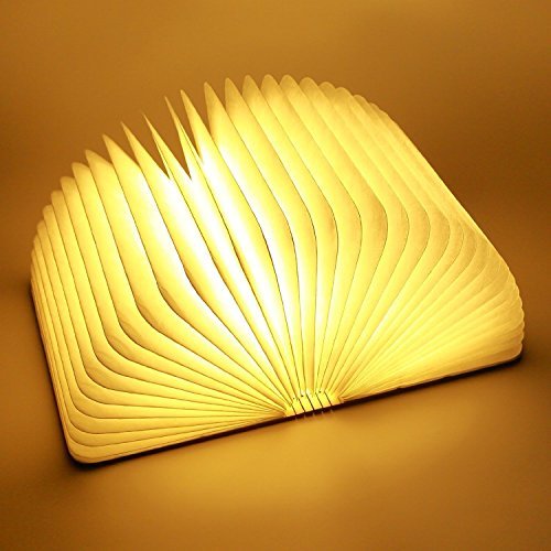 Linaatales- Lampe de Table LED Veilleuse Pliable en Bois en Forme de Livre avec Batterie Lithium de 2500mAh 500 Lumens 5V Lamp d'Ambiance(Blanc Chaud) Cover