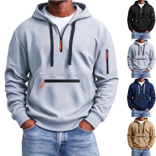 Tactical Hoodies for Men Lightweight Quarter Zip Pullover Sweatshirt Grey - image 1