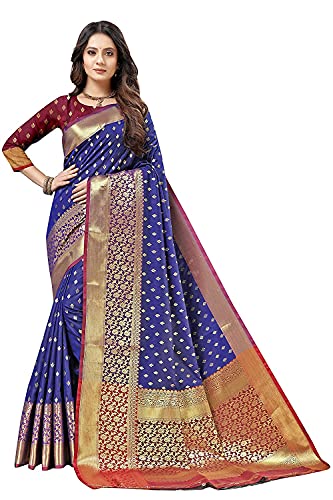 Sari Kanjivaram en soie Lichi bleu le cadeau traditionnel parfait