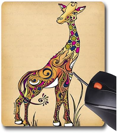 AOFFLY Green Girl Canvas - Giraffe - Non-Slip Rubber Mousepad Gaming Mouse Pad